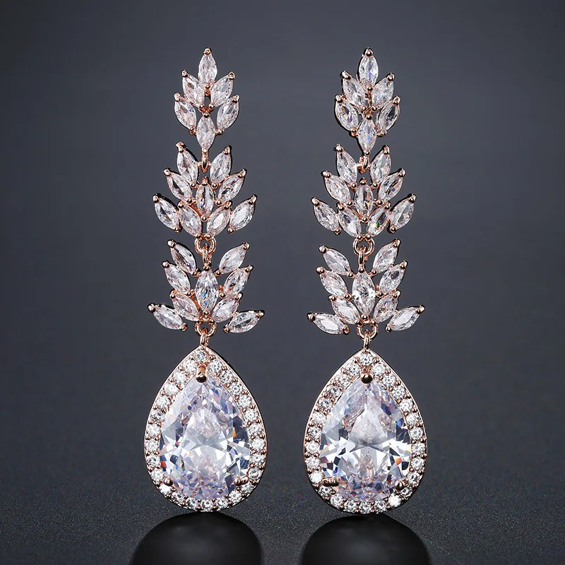 

Uilz Shiny Luxury Cubic Zirconia Water Drop Shape Bride Earring Female Party Weeding Best Gifts for Lover Jewelry UE2180