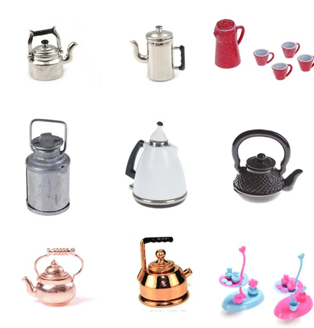

1/12 Dollhouse Miniature Accessories Kettle Simulation Furniture Tea Pot Kitchen Model Furniture Toys for Doll House Decoration