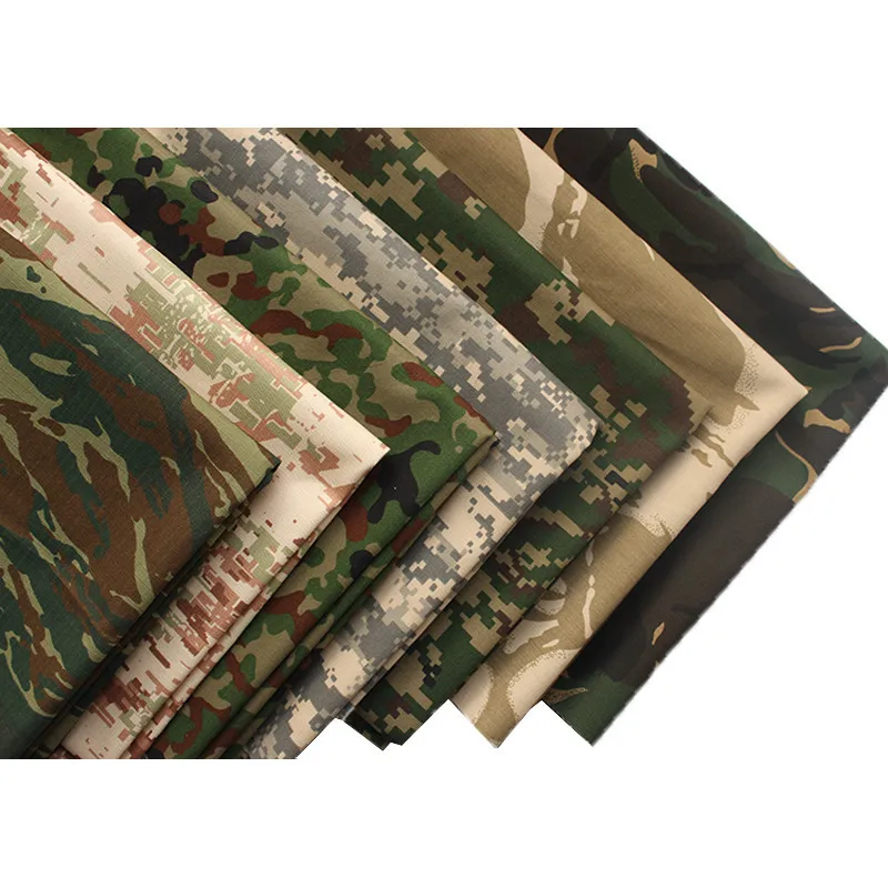

100*150cm/piece Thick outdoor digital external geometric printed twill khaki blended camouflage fabric