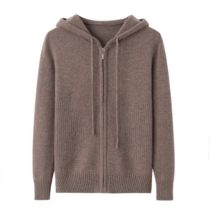 Женские вязаные толстовки на молнии больших размеров повседневные с капюшоном