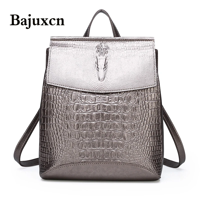 Женские сумки с крокодиловым узором в стиле ретро Дамский рюкзак на молнии из