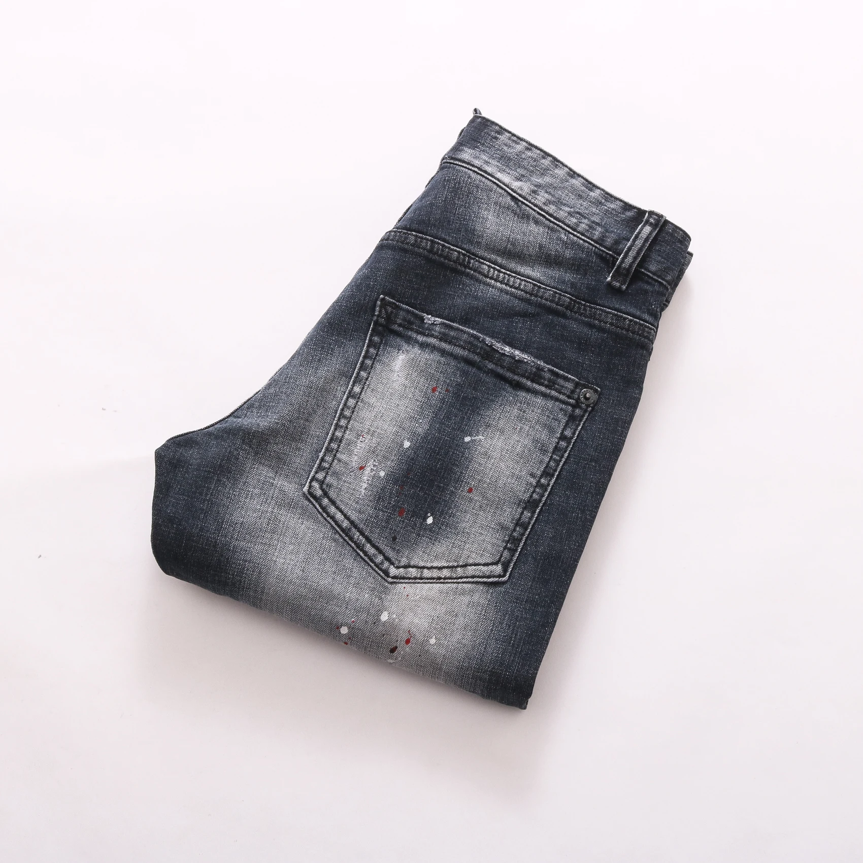 

European style nightclub DSQ black Italian jeans brand luxury cowboy pants together slim men believe men's jeans, shorts