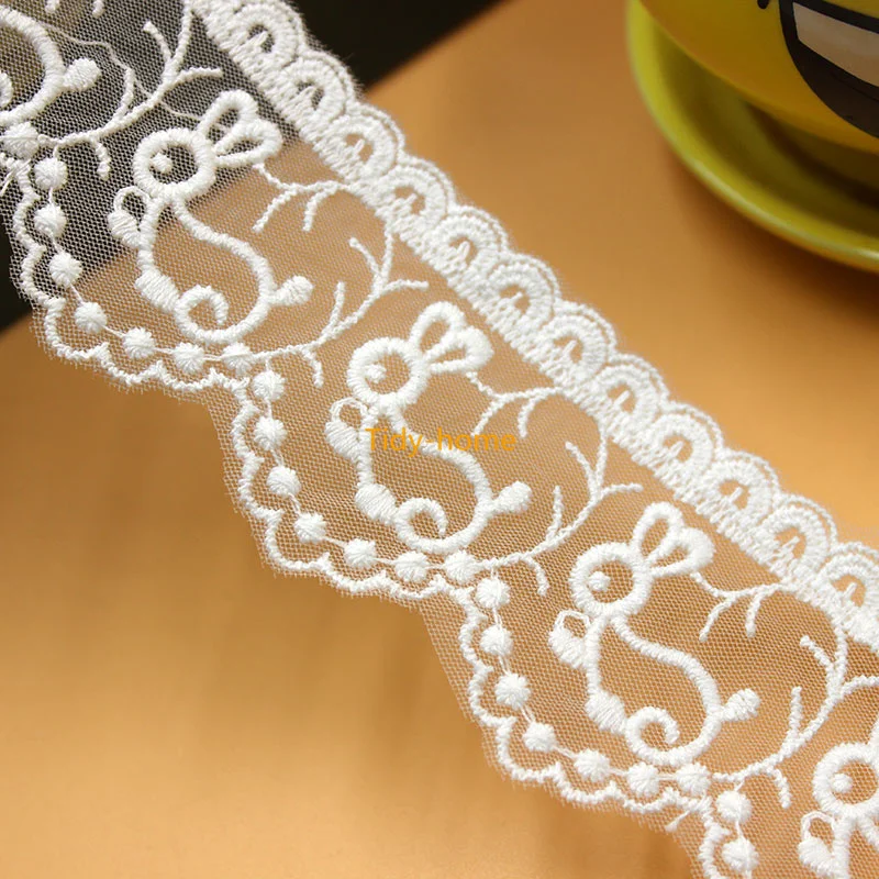 1 ярд милый кролик хлопок белая кружевная вышивка отделка детская одежда сделай