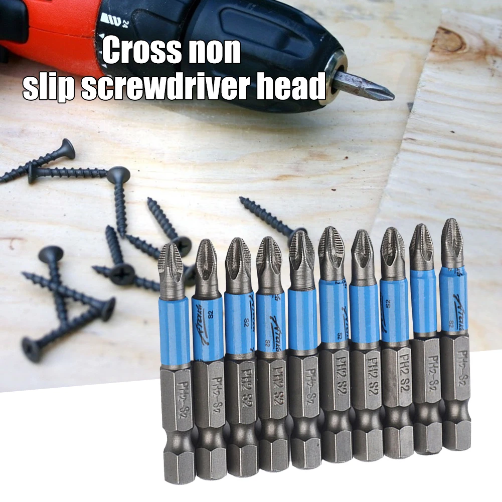 

10pcs Practical PH2 Batch Head Anti Slip Electric Hex Shank Magnetic Screwdriver Multi-functional Durable Drill Bit