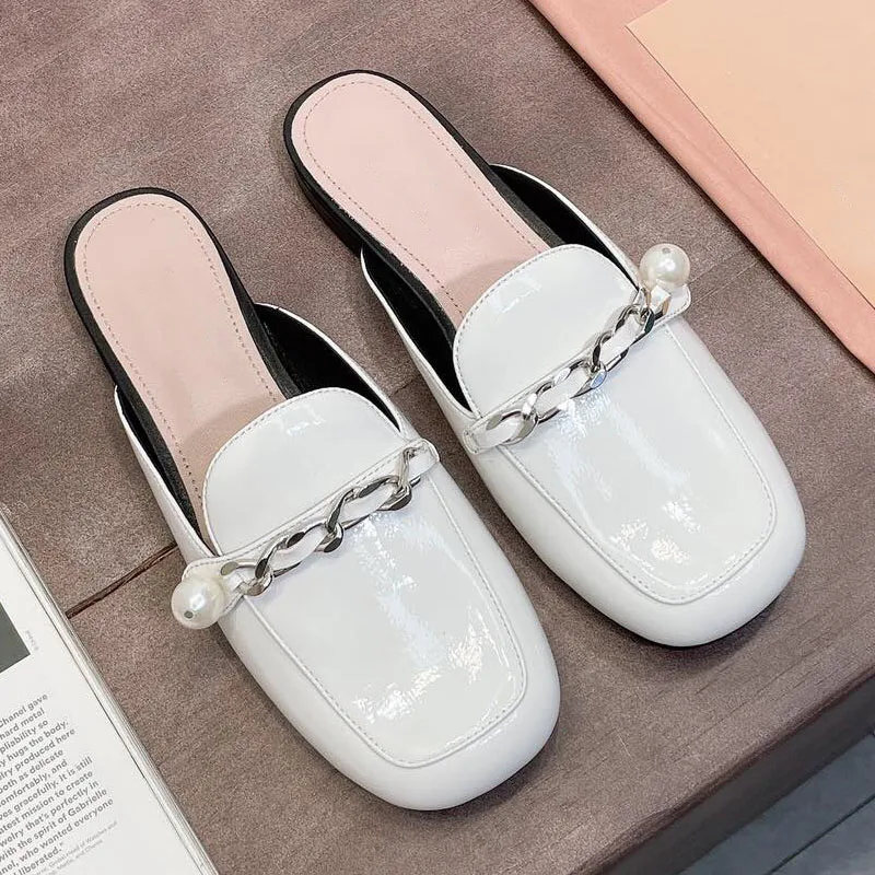 

Летние босоножки; Новинка; 2021 на плоской подошве модные женские туфли без задника большой размер 35–40 сандалии слипон, плоская подошва, женс...