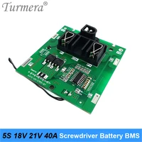 turmera 5s 18v 21v 40a bms lithium battery board with balance for 21v 18v screwdriver shurik and vacuum cleaner battery pack use