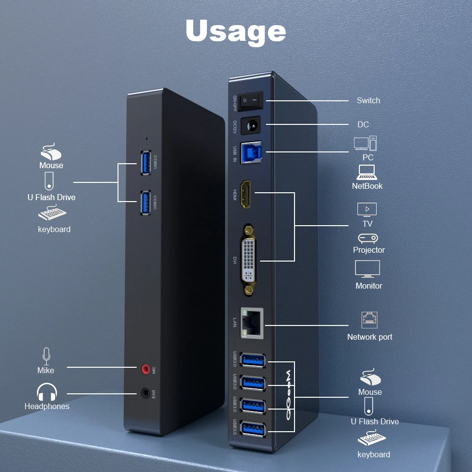 QGeeM USB C-концентратор Док-станция для Macbook Pro Air Xiaomi Ноутбук Планшеты Ноутбуки