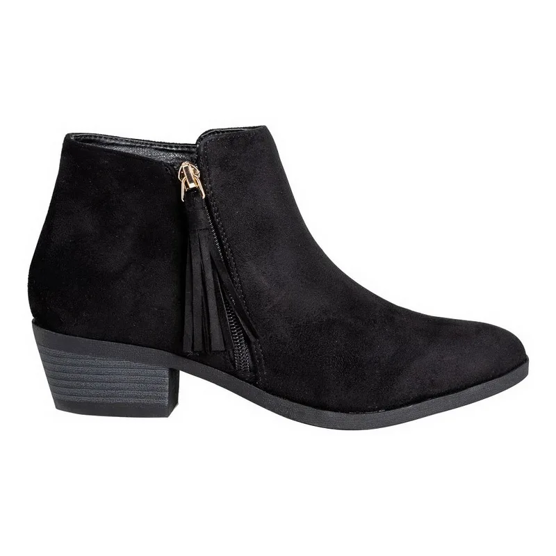 Женские ботинки на молнии с кисточками ботильоны острым носком толстом каблуке