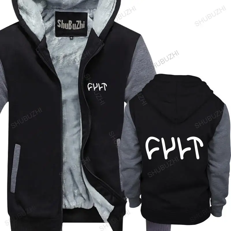 

Man black zipper thick hoodies Vintage Style Cult Bmx Logo unisex Outwear men hoody fleece jacket male warm coat