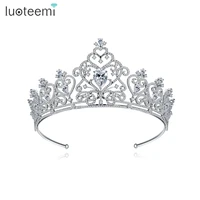 luoteemi new luxury big princess crown cubic zirconia bridal hair accessories for women wedding engagement fashion jewelry gift
