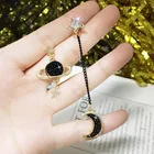 Женские длинные серьги с кисточками, корейский стиль, асимметричные круглые серьги Планета