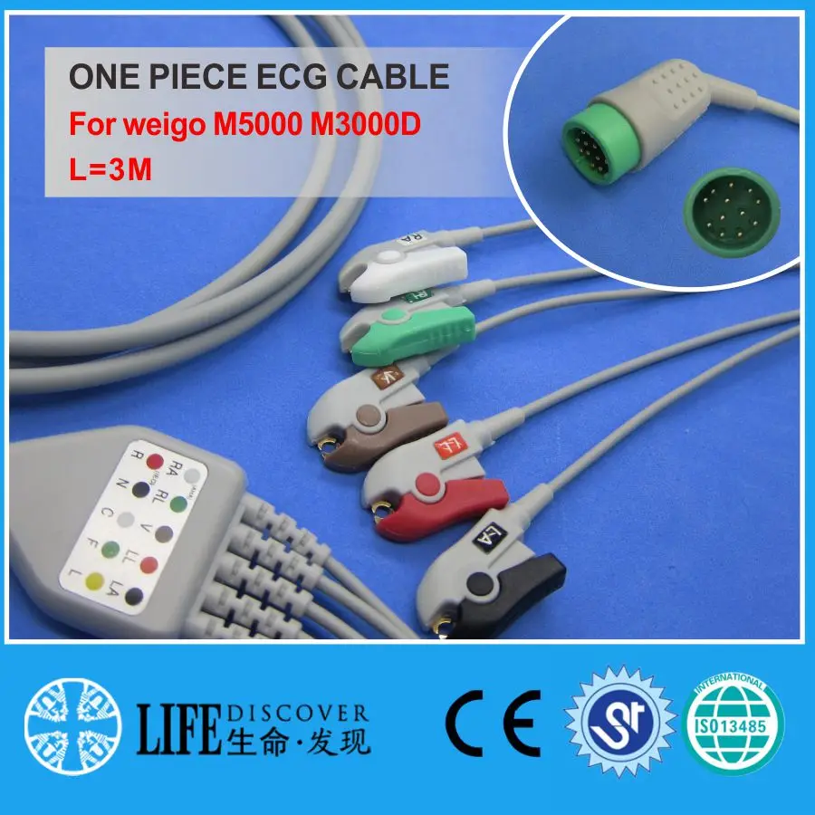 

ЭКГ кабель с 5 leadwires зажим для weigo M5000 M3000D монитор пациента