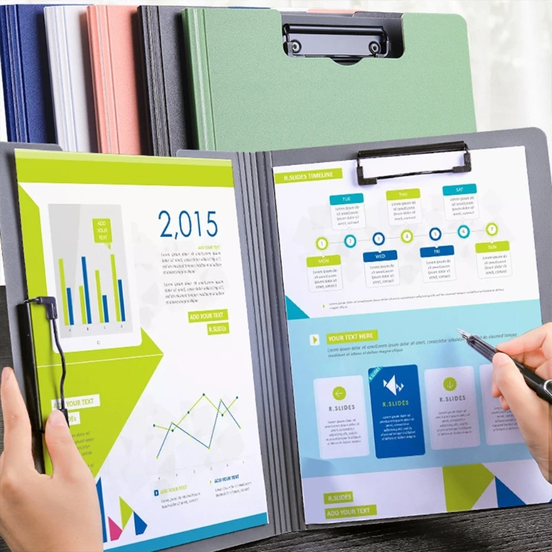 

Stylish Vertical Folder with 2 Sturdy Page Clamps A4 Paper Clip Board