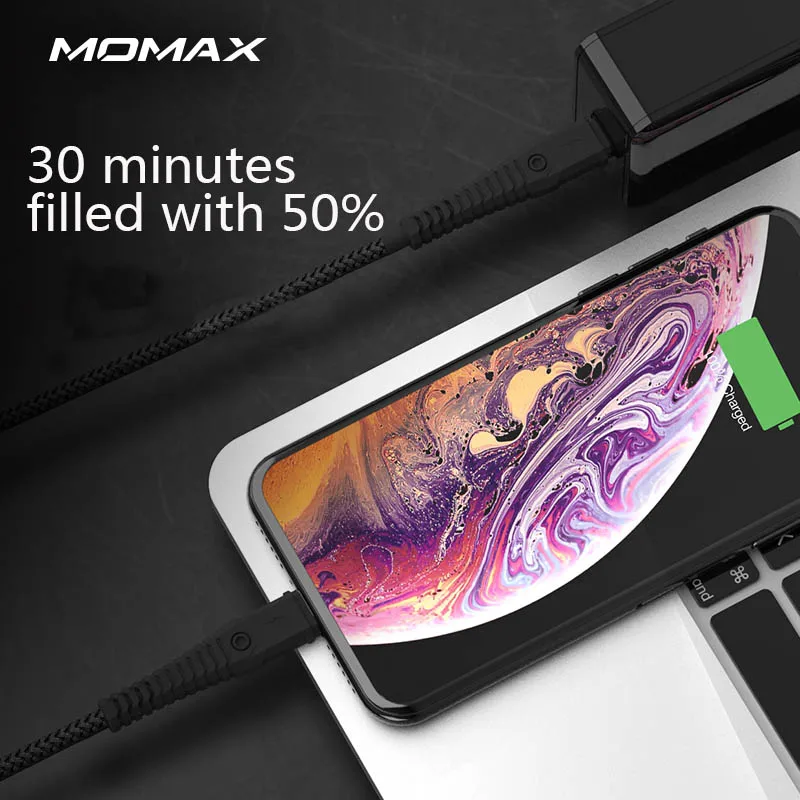 MOMAX Durable PD apple fast charging data line C to lightning- 1.2m 2 times strong bending resistance Apple MFi certification | Мобильные
