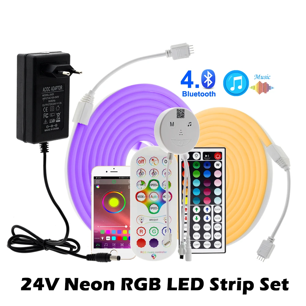 Комплект неоновых светодиодных лент RGB DC 24 В SMD 2835 с пультом дистанционного