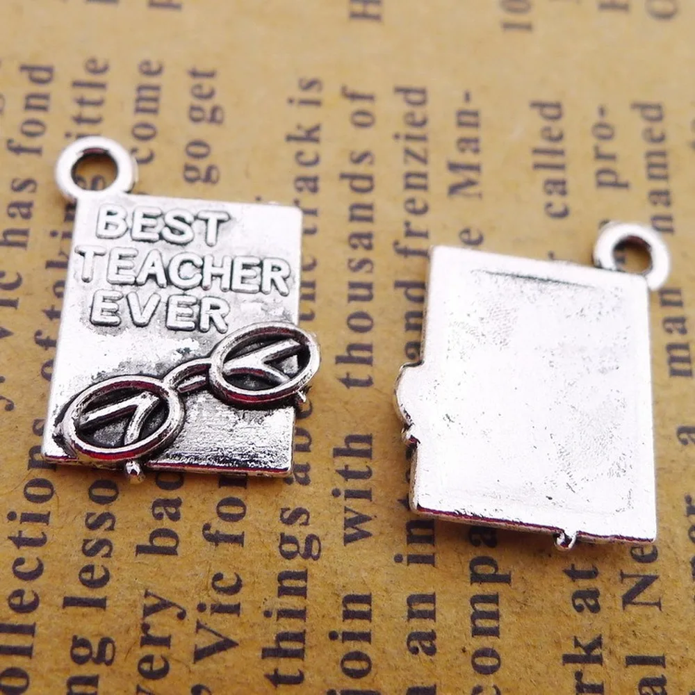 

200pcs Book Charms 13mm x 17mm DIY Jewelry Making Pendant antique silver color