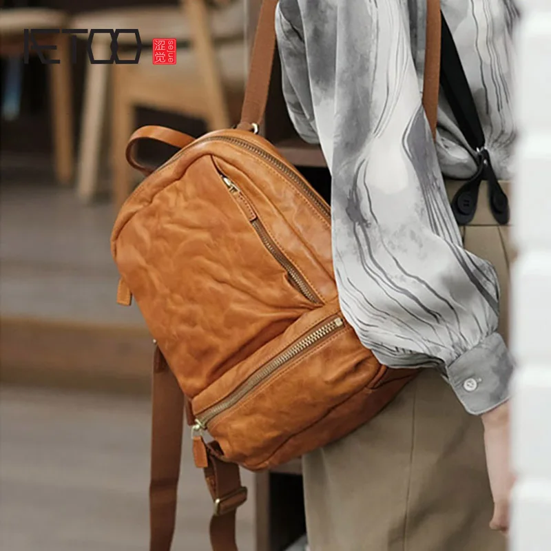 

Маленький женский рюкзак AETOO в стиле ретро, кожаный женский рюкзак, Женский Повседневный Рюкзак