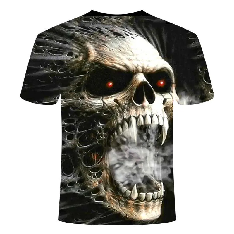 

2020 New Men's Skull 3d T-shirt Flame Skull Pattern 3d Short Sleeve Shirt Men's Top Hip Hop 3d Printed Skull O Neck T-shirt
