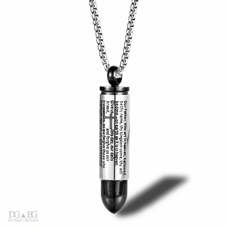 Крепкий человек кулон из нержавеющей пули Иисус крест лорды молитва урн ожерелье