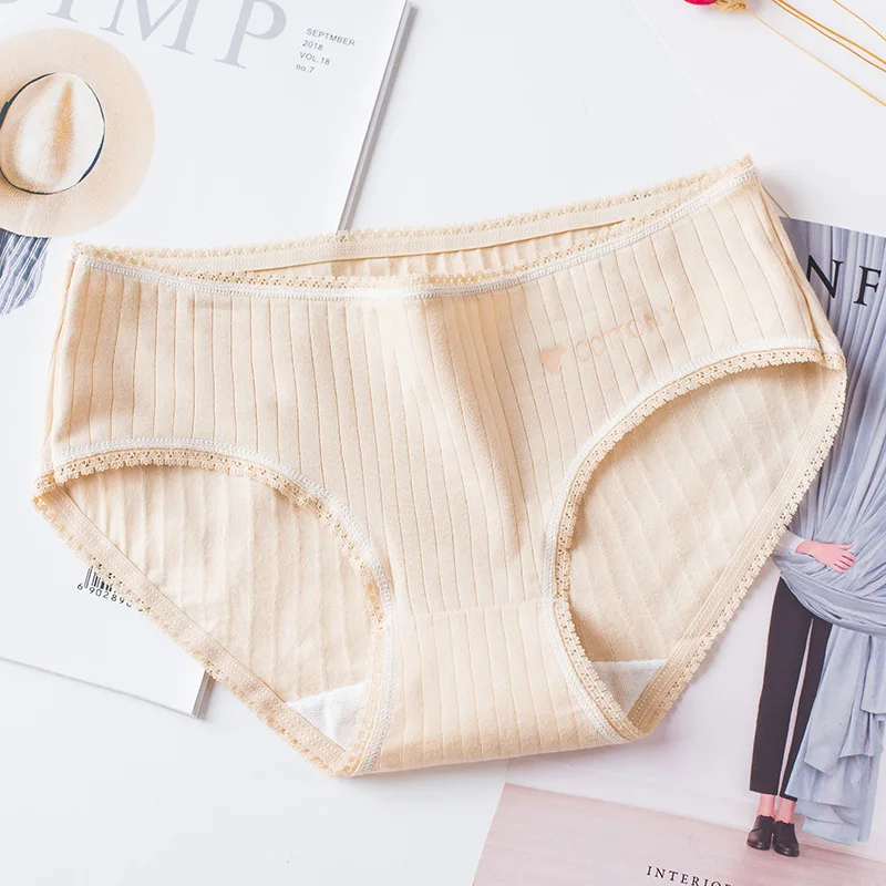 Женские трусы из чистого хлопка с антибиотиками студенческие кружевные милые