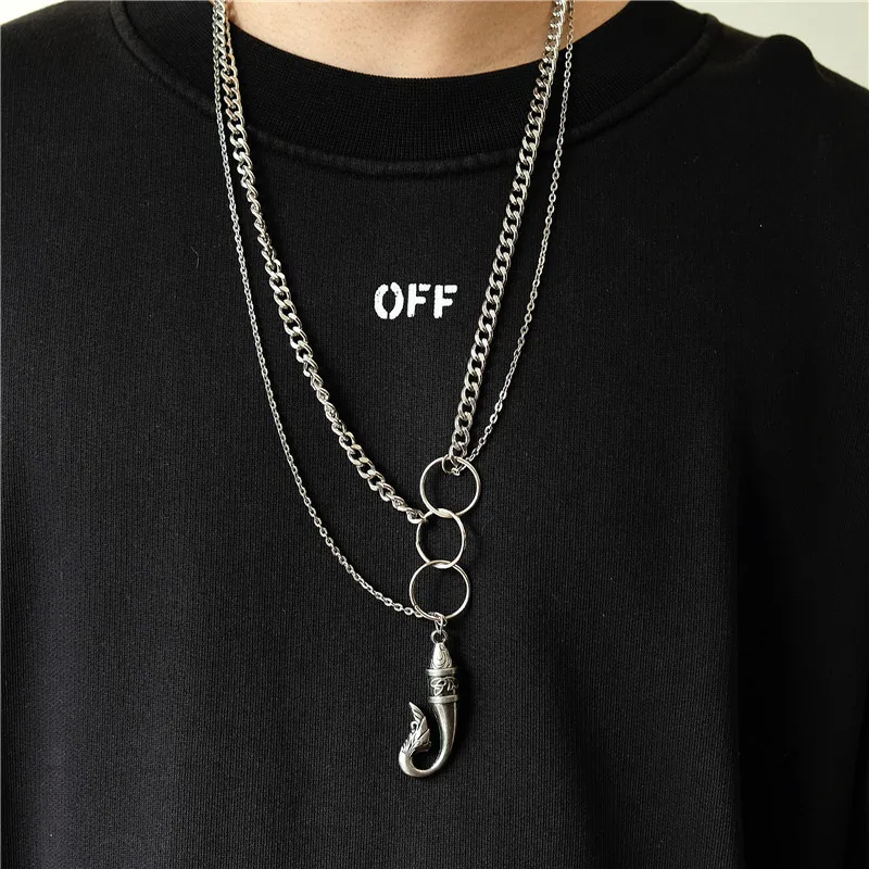 Модное Новое Ретро простое украшение ожерелье с двумя рожками в стиле хип хоп