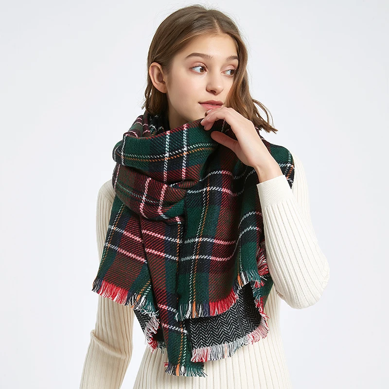 [FEILEDIS] Classic plaid scarf thick soft big lady sweet warm couple temperament long shawl AS03 |
