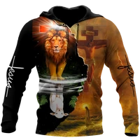 jesus lion and lamb casual hoodie spring unisex 3d printing sublimation zipper pullover harajuku fashion menwomens sweatshirt