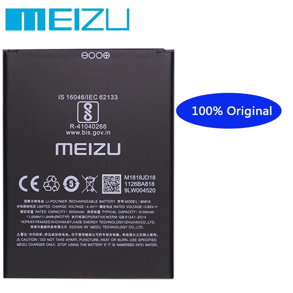 meizu 100 original 3000mah battery for meizu c9 pro ba818 mobile phone battery free global shipping