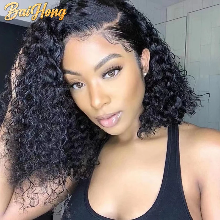 Парик с глубокой волной коротким Бобом парик из человеческих волос на сетке