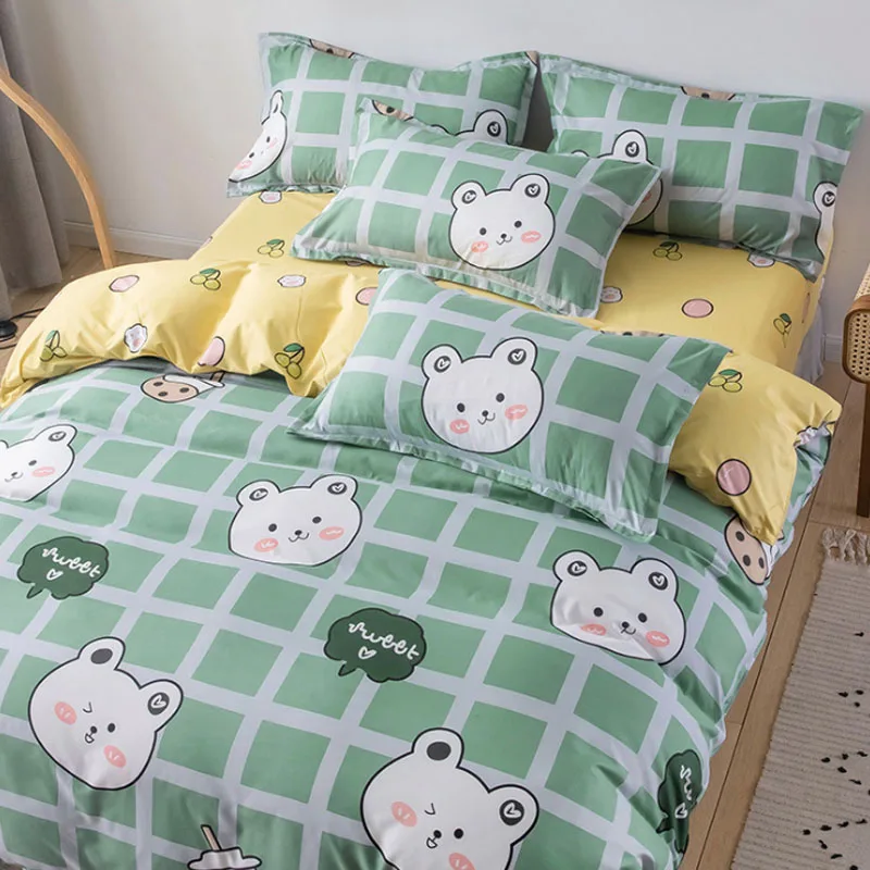 

Home Simple Bedding Sets With Pillowcase Duvet Cover Sets Bed Sheet Sanded Single Double Queen Size Quilt Covers Bedclothes