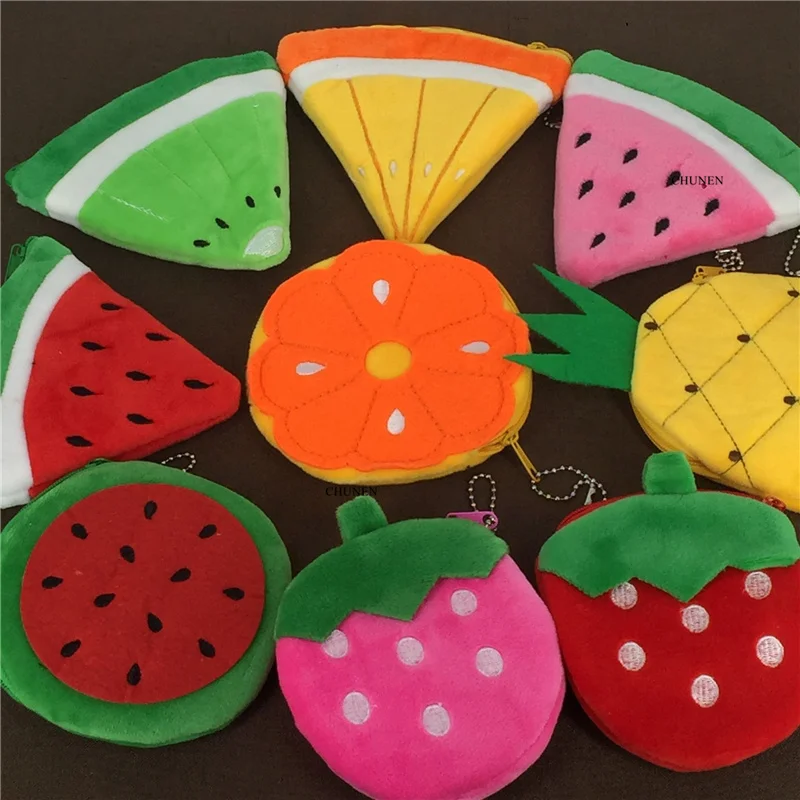 Плюшевый Кошелек с изображением клубники и т. Д. 10 см кошелек цепочкой для ключей