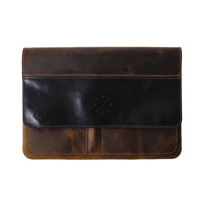 New Design Vintage Handmade Genuine Leather Large Capacity Business Bag Fashion Men's bag leather Laptop bag For Mac12