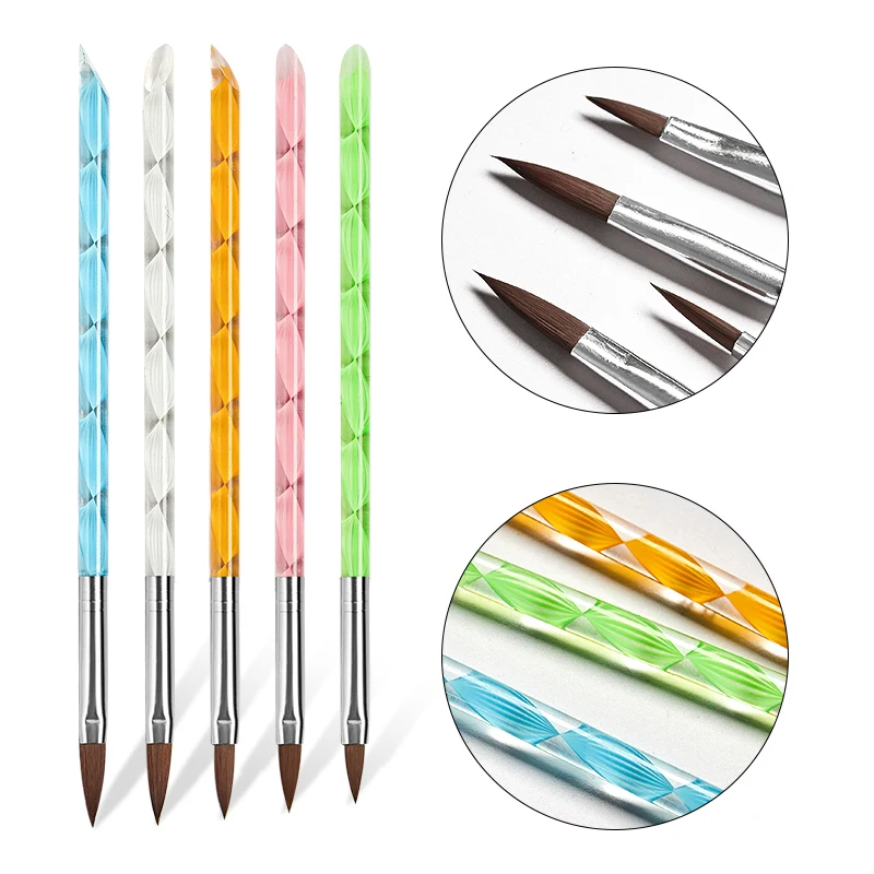 Acrylic Nail Art Brush Kit UV Gel Polish Painting Drawing Brushes Pen Dotting Manicure Clean Tools | Красота и здоровье