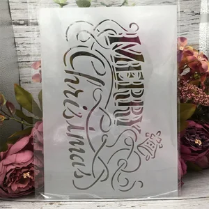 29*21cm A4 Merry Christmas Words DIY Layering Stencils Wall Painting Scrapbook Coloring Embossing Album Decorative Template
