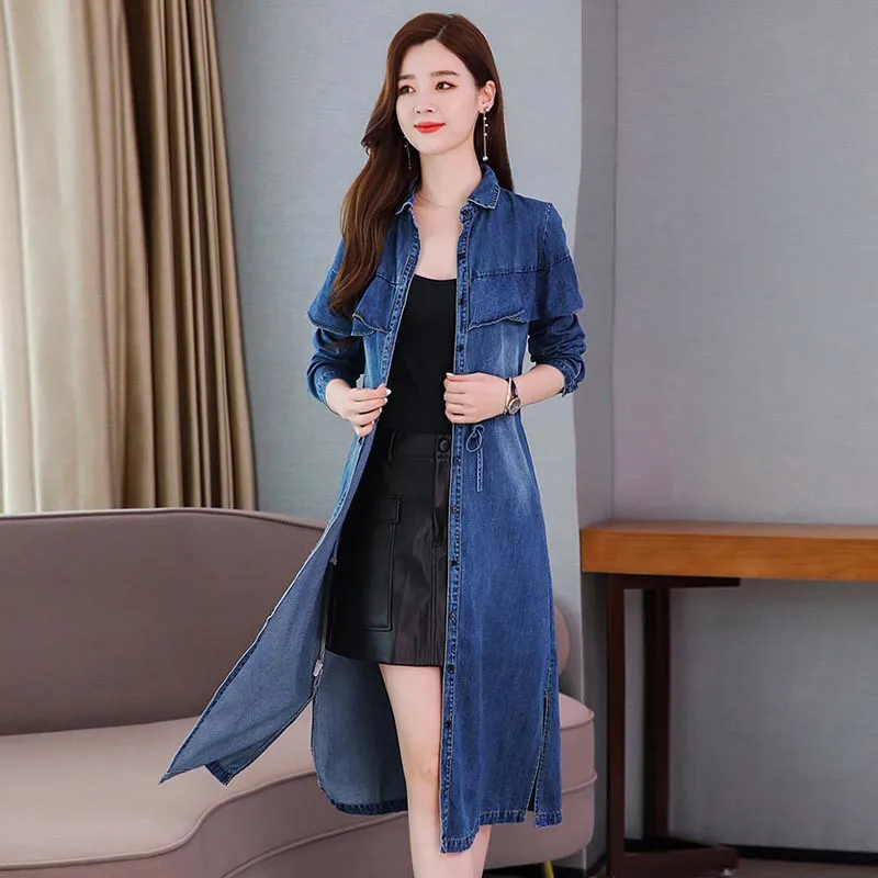 Женское джинсовое платье-кардиган облегающее однобортное повседневное платье с