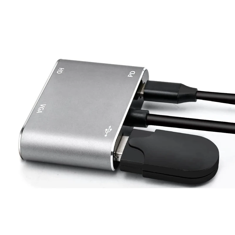 Видеоадаптер VGA HDMI 4 в 1 4K 1080p PD быстрая зарядка 87 Вт | Электроника