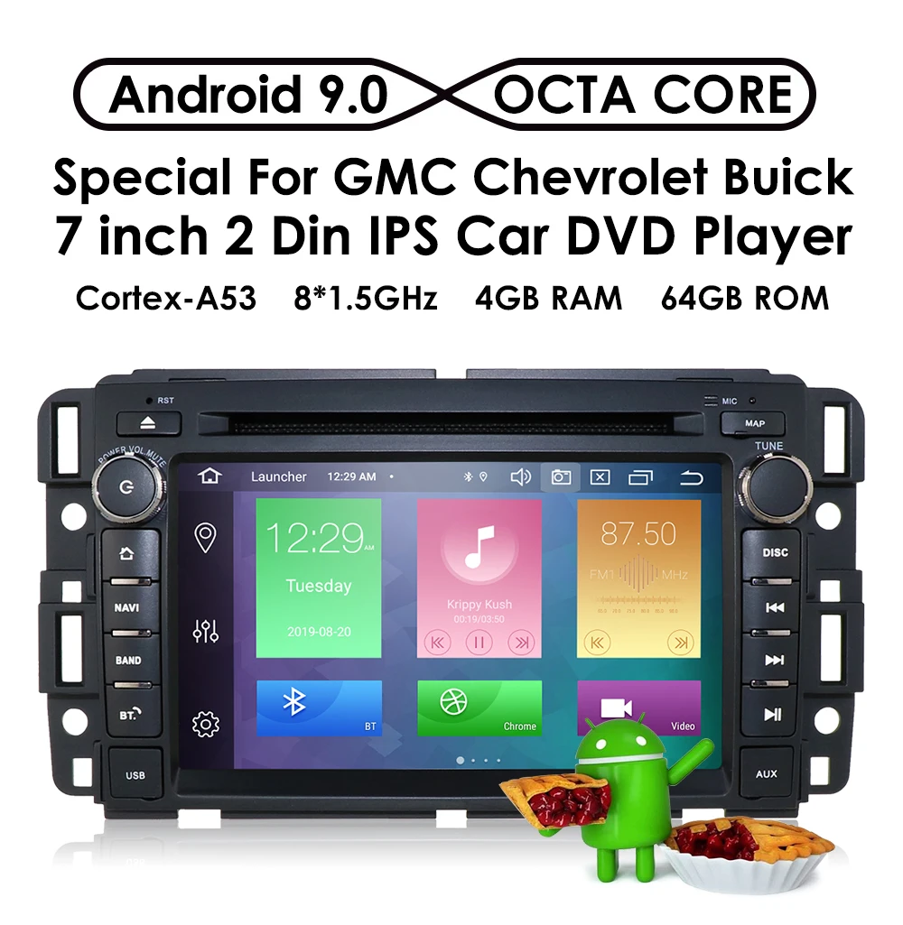 Android 9,0 автомобильный dvd-плеер радио для GMC Chevrolet Chevy Yukon Tahoe Sierra Acadia Suburban DSP ips PX5 4G ram 64G rom USB wifi