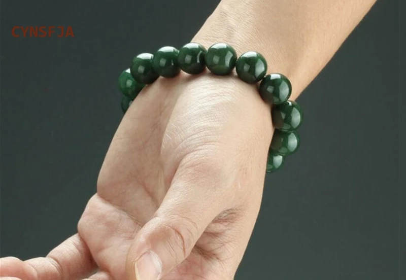 

CYNSFJA Real Certified Natural "A" Burmese Emerald Jadeite Lucky Bead Myanmar Jade Bracelets Green High Quality Elegant Gifts
