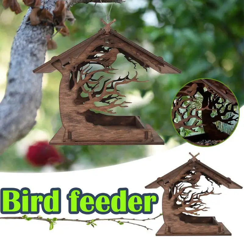 

Vintage Bird Feeder Wood Attractive Wooden Birdhouse Garden Gifts Courtyard Villa Balcony Bird Feeder Outdoor Garden Decoration