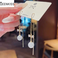 qeenkiss eg7431 fine jewelry wholesale woman birthday wedding gift opal bow long 925 sterling silver needle earrigs ear lines