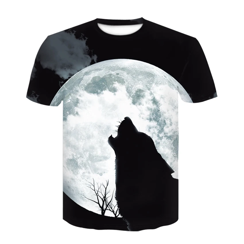 

Мужская футболка с коротким рукавом, круглым вырезом и 3D-принтом волка