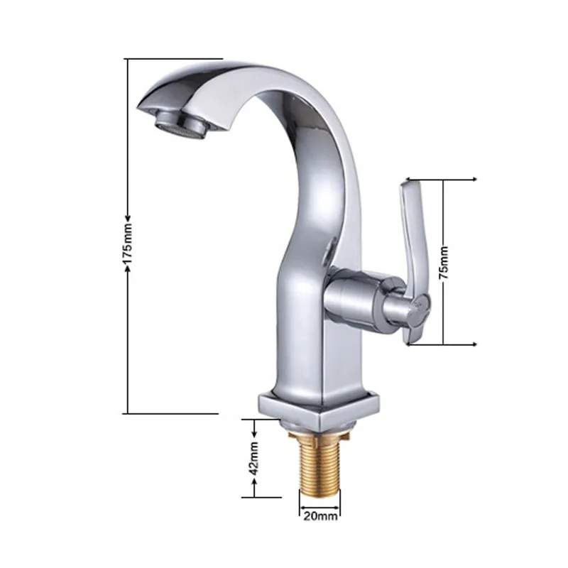 

Chrome Deck Mount Kitchen Bathroom Basin Faucets Single Handle Single Hole Bath Tap Mixer Tap Cold Water Tap