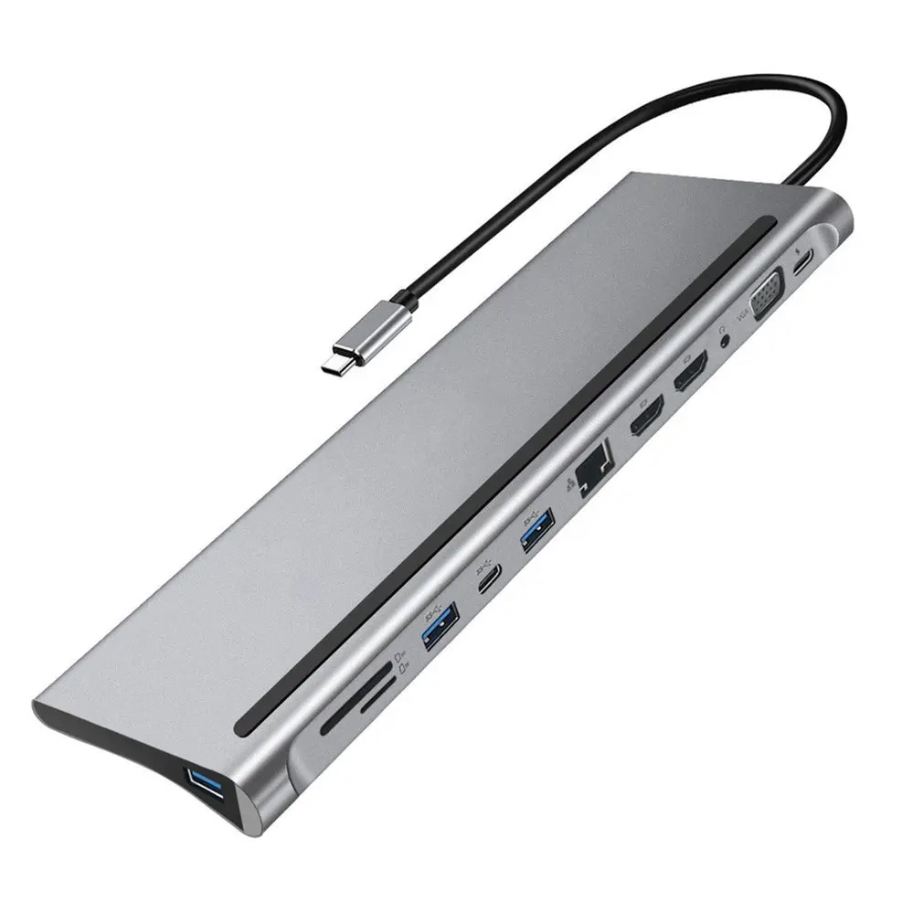 

Tebe концентратор USB Type C для Dual 4k HDMI-совместимый USB3.0 USB2.0 Pd зарядка VGA Аудио разъем RJ45 3,5 мм с адаптером