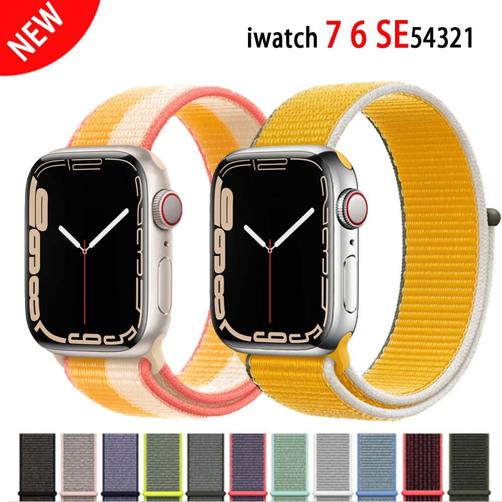 

Nylon Loop Strap For Apple watch band se 41mm 45mm 44mm 40mm 42mm 38mm Smartwatch belt Bracelets iWatch Series 76543