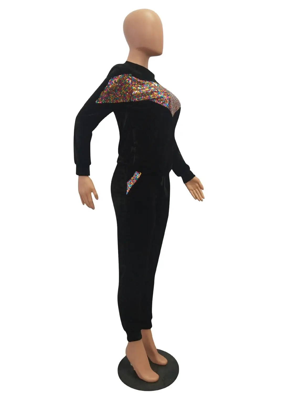 Женский бархатный костюм Adogirl из двух предметов с блестками повседневный