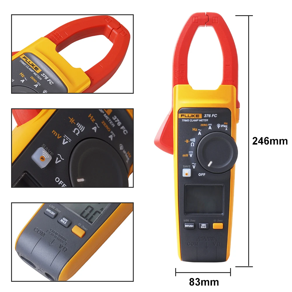 Токоизмерительные клещи Fluke 376 FC True-RMS 1000A AC/DC с iFlex измеряет переменный/постоянный