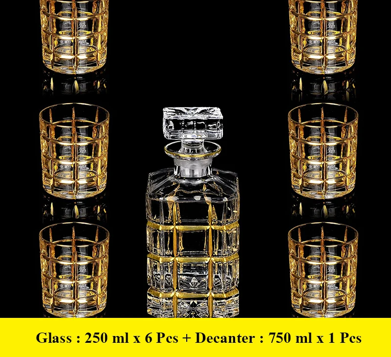 

7 Pcs/Set top quality home crystal whiskey decanter Set luxury whiskey glass for Liquor Scotch Bourbon 200831-03