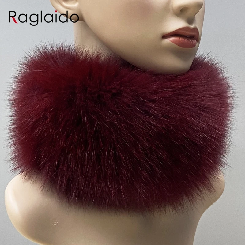 

Winter Fox Fur Neckwarmer high quality knitted Natural fluffy headband fashion ringscarf