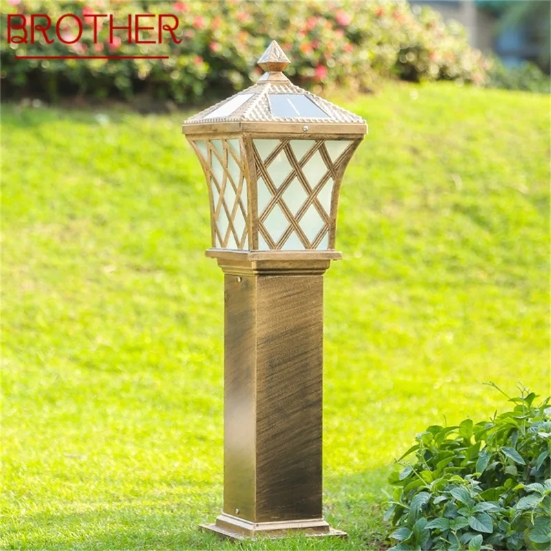 

BROTHER Outdoor Solar Lawn Light Retro Garden Lamp Fixture LED Waterproof Decorative for Home Courtyard
