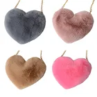Женский кошелек через плечо из искусственного меха в форме сердца, кошелек на цепочке, сумка на плечо, сумка-тоут на плечо, зимняя сумка-мессенджер, ранец